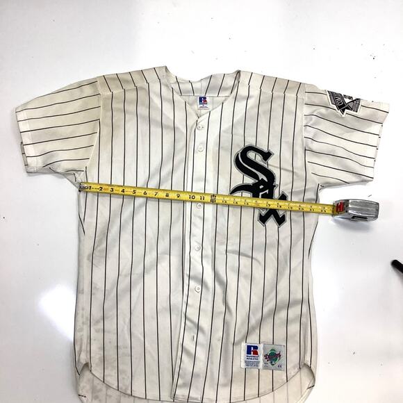 Vtg Russell Diamond Collection Pinstripe Chicago White Sox Jersey Mens 44 L USA - Picture 6 of 8